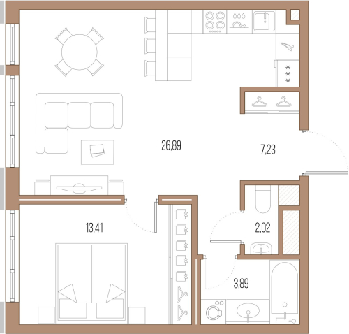 1-комнатная квартира, 54.4 м²; этаж: 9 - купить в Санкт-Петербурге