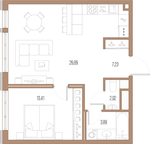 1-комнатная квартира, 54.6 м²; этаж: 9 - купить в Санкт-Петербурге