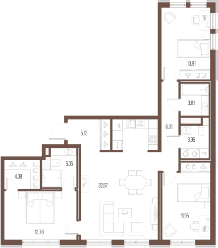 3-комнатная квартира, 101.6 м²; этаж: 4 - купить в Санкт-Петербурге