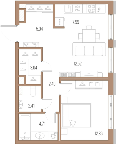 1-комнатная квартира, 51.2 м²; этаж: 8 - купить в Санкт-Петербурге