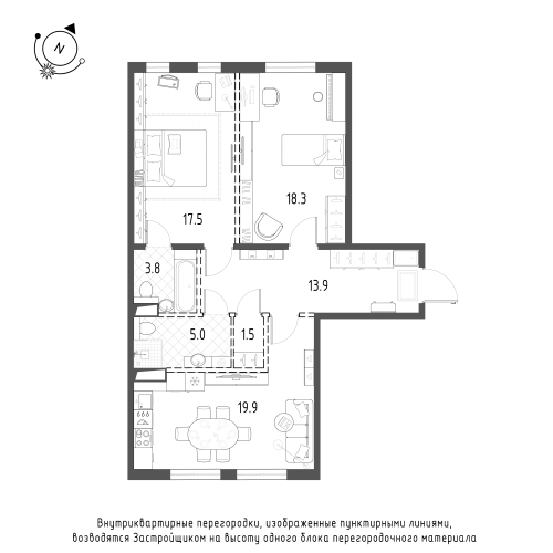 2-комнатная квартира, 79.9 м²; этаж: 4 - купить в Санкт-Петербурге