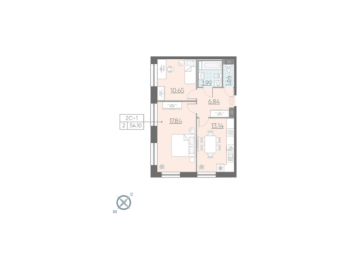 2-комнатная квартира, 54.2 м²; этаж: 10 - купить в Санкт-Петербурге