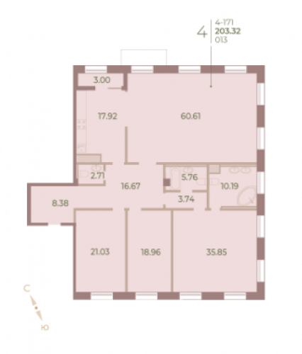 4-комнатная квартира, 203.4 м²; этаж: 7 - купить в Санкт-Петербурге