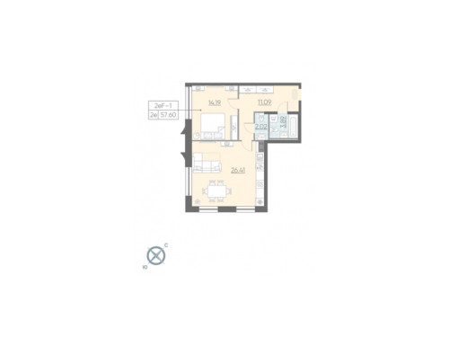 1-комнатная квартира, 57.7 м²; этаж: 10 - купить в Санкт-Петербурге