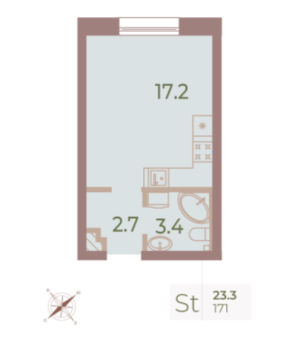 1-комнатная квартира, 47.9 м²; этаж: 7 - купить в Санкт-Петербурге