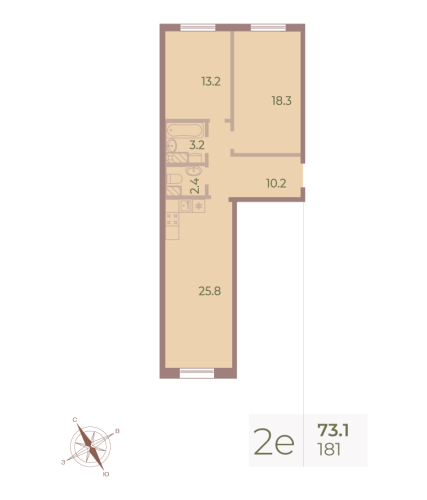 2-комнатная квартира, 72.9 м²; этаж: 9 - купить в Санкт-Петербурге