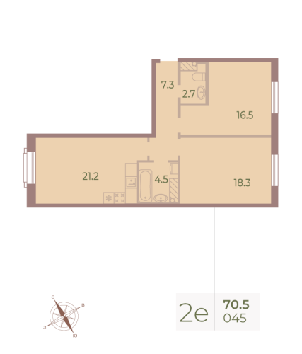 2-комнатная квартира, 70.4 м²; этаж: 9 - купить в Санкт-Петербурге