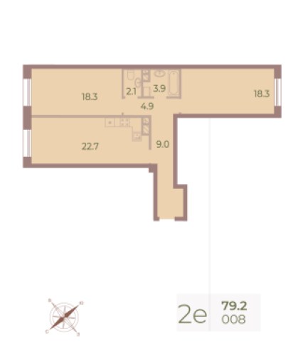 2-комнатная квартира, 79.3 м²; этаж: 4 - купить в Санкт-Петербурге