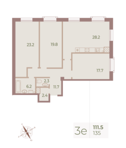 3-комнатная квартира, 112.4 м²; этаж: 8 - купить в Санкт-Петербурге