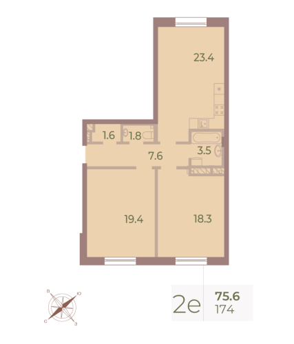 2-комнатная квартира, 75.7 м²; этаж: 7 - купить в Санкт-Петербурге