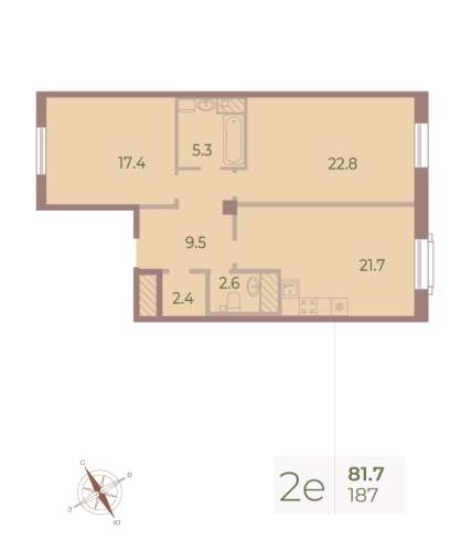 2-комнатная квартира, 82.2 м²; этаж: 9 - купить в Санкт-Петербурге