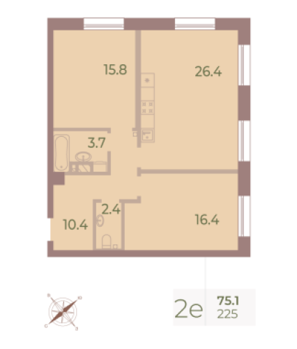 2-комнатная квартира, 75.1 м²; этаж: 6 - купить в Санкт-Петербурге