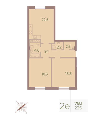 2-комнатная квартира, 77.7 м²; этаж: 7 - купить в Санкт-Петербурге