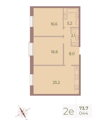 2-комнатная квартира, 73.8 м²; этаж: 9 - купить в Санкт-Петербурге