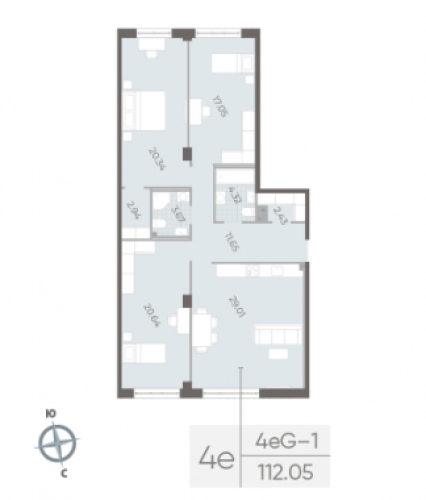 3-комнатная квартира, 112.05 м²; этаж: 1 - купить в Санкт-Петербурге