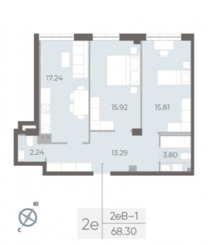 2-комнатная квартира, 68.3 м²; этаж: 1 - купить в Санкт-Петербурге
