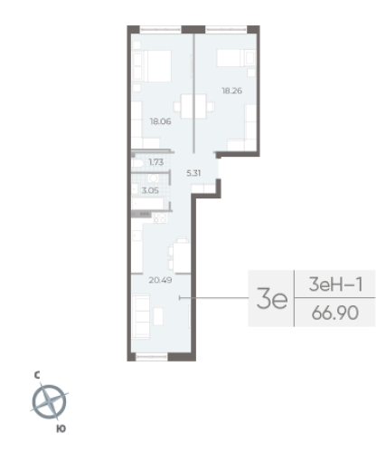 2-комнатная квартира, 66.9 м²; этаж: 2 - купить в Санкт-Петербурге