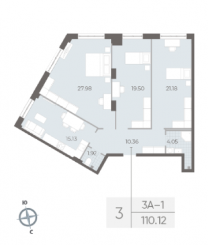 3-комнатная квартира, 100.12 м²; этаж: 1 - купить в Санкт-Петербурге