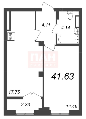 1-комнатная квартира, 41.63 м²; этаж: 6 - купить в Санкт-Петербурге