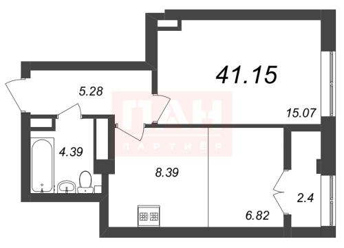 1-комнатная квартира, 41.15 м²; этаж: 8 - купить в Санкт-Петербурге