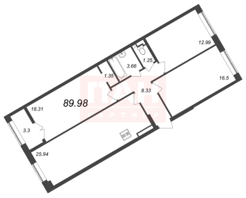 3-комнатная квартира, 89.98 м²; этаж: 6 - купить в Санкт-Петербурге