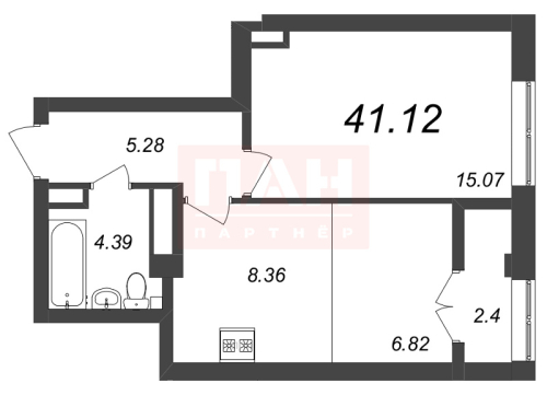 1-комнатная квартира, 41.12 м²; этаж: 7 - купить в Санкт-Петербурге