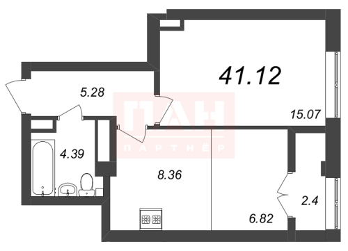 1-комнатная квартира, 40.9 м²; этаж: 7 - купить в Санкт-Петербурге