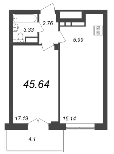 1-комнатная квартира, 46.4 м²; этаж: 6 - купить в Санкт-Петербурге