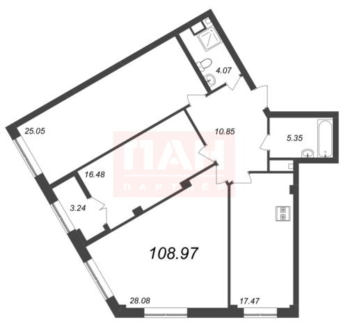 3-комнатная квартира, 108.97 м²; этаж: 5 - купить в Санкт-Петербурге
