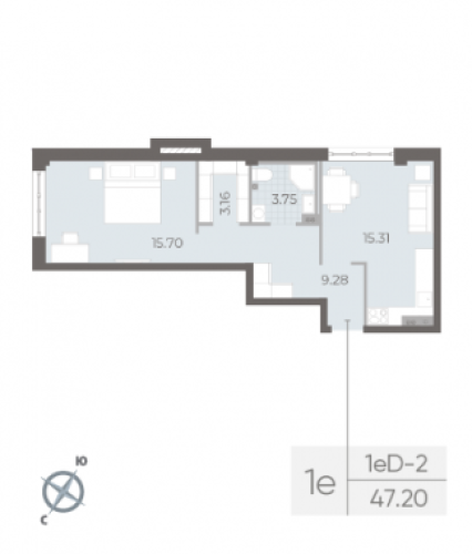 1-комнатная квартира, 47.2 м²; этаж: 3 - купить в Санкт-Петербурге