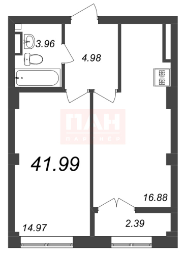 1-комнатная квартира, 41.99 м²; этаж: 5 - купить в Санкт-Петербурге