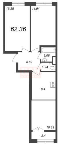 2-комнатная квартира, 62.36 м²; этаж: 5 - купить в Санкт-Петербурге