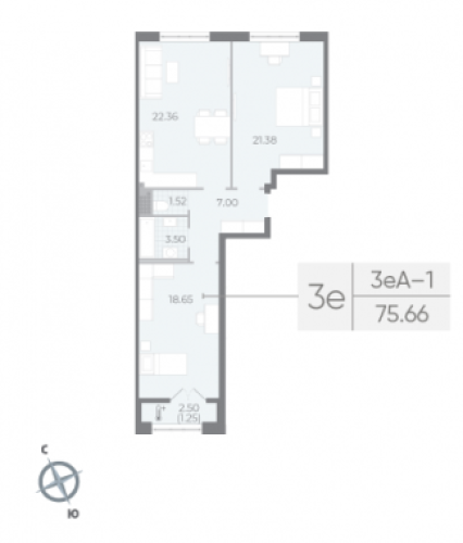 2-комнатная квартира, 75.66 м²; этаж: 8 - купить в Санкт-Петербурге