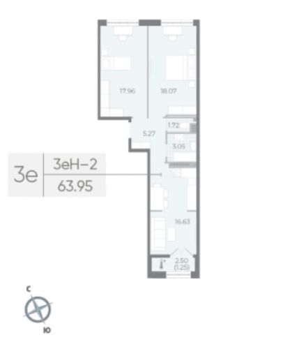 2-комнатная квартира, 63.95 м²; этаж: 7 - купить в Санкт-Петербурге
