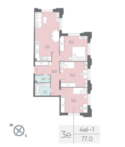 3-комнатная квартира, 107 м²; этаж: 2 - купить в Санкт-Петербурге