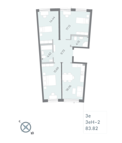 3-комнатная квартира, 84 м²; этаж: 2 - купить в Санкт-Петербурге