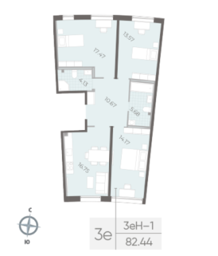 2-комнатная квартира, 82.44 м²; этаж: 2 - купить в Санкт-Петербурге