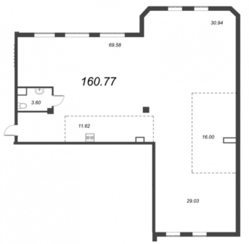 1-комнатная квартира, 163.91 м²; этаж: 6 - купить в Санкт-Петербурге