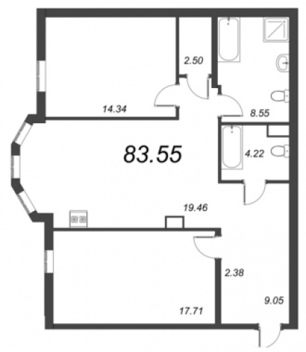 2-комнатная квартира, 77.4 м²; этаж: 1 - купить в Санкт-Петербурге