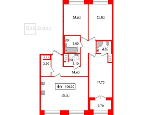 3-комнатная квартира, 106.3 м²; этаж: 1 - купить в Санкт-Петербурге