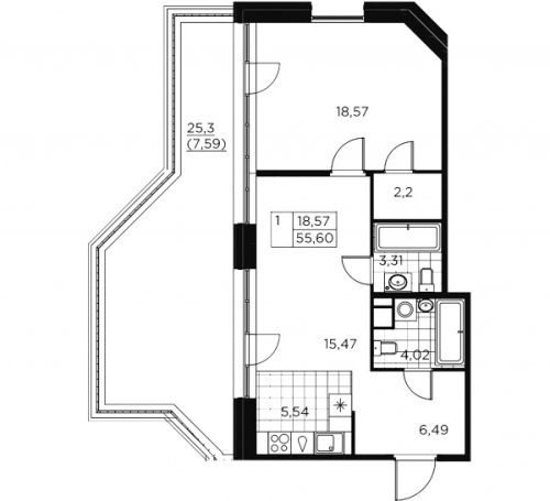 2-комнатная квартира, 63.19 м²; этаж: 9 - купить в Санкт-Петербурге