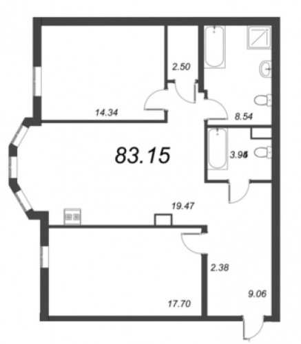 2-комнатная квартира, 84.67 м²; этаж: 4 - купить в Санкт-Петербурге