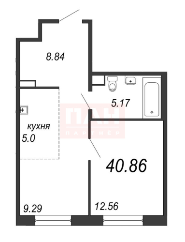 1-комнатная квартира, 41 м²; этаж: 7 - купить в Санкт-Петербурге