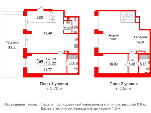 2-комнатная квартира № в: IMPERIAL CLUB: 126.13 м²; этаж: 1 - купить в Санкт-Петербурге