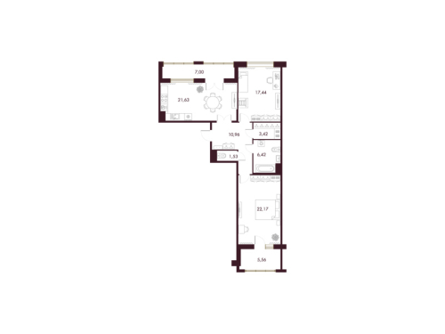 2-комнатная квартира, 89.3 м²; этаж: 6 - купить в Санкт-Петербурге