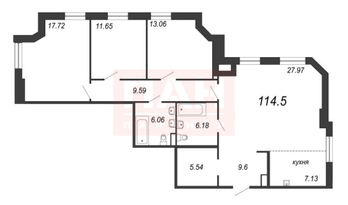 3-комнатная квартира, 115.3 м²; этаж: 8 - купить в Санкт-Петербурге