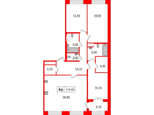 3-комнатная квартира, 114.5 м²; этаж: 6 - купить в Санкт-Петербурге