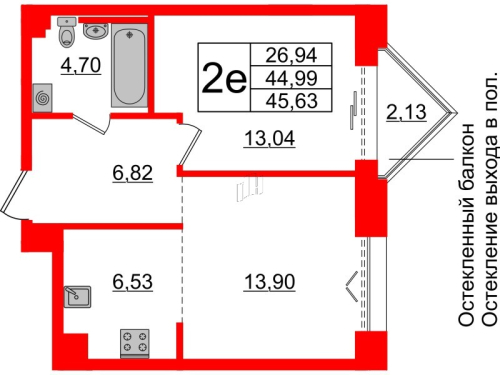 2-комнатная квартира, 44.99 м²; этаж: 5 - купить в Санкт-Петербурге