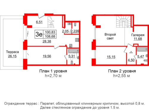 2-комнатная квартира № в: IMPERIAL CLUB: 100.83 м²; этаж: 1 - купить в Санкт-Петербурге
