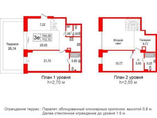 2-комнатная квартира № в: IMPERIAL CLUB: 104.28 м²; этаж: 1 - купить в Санкт-Петербурге